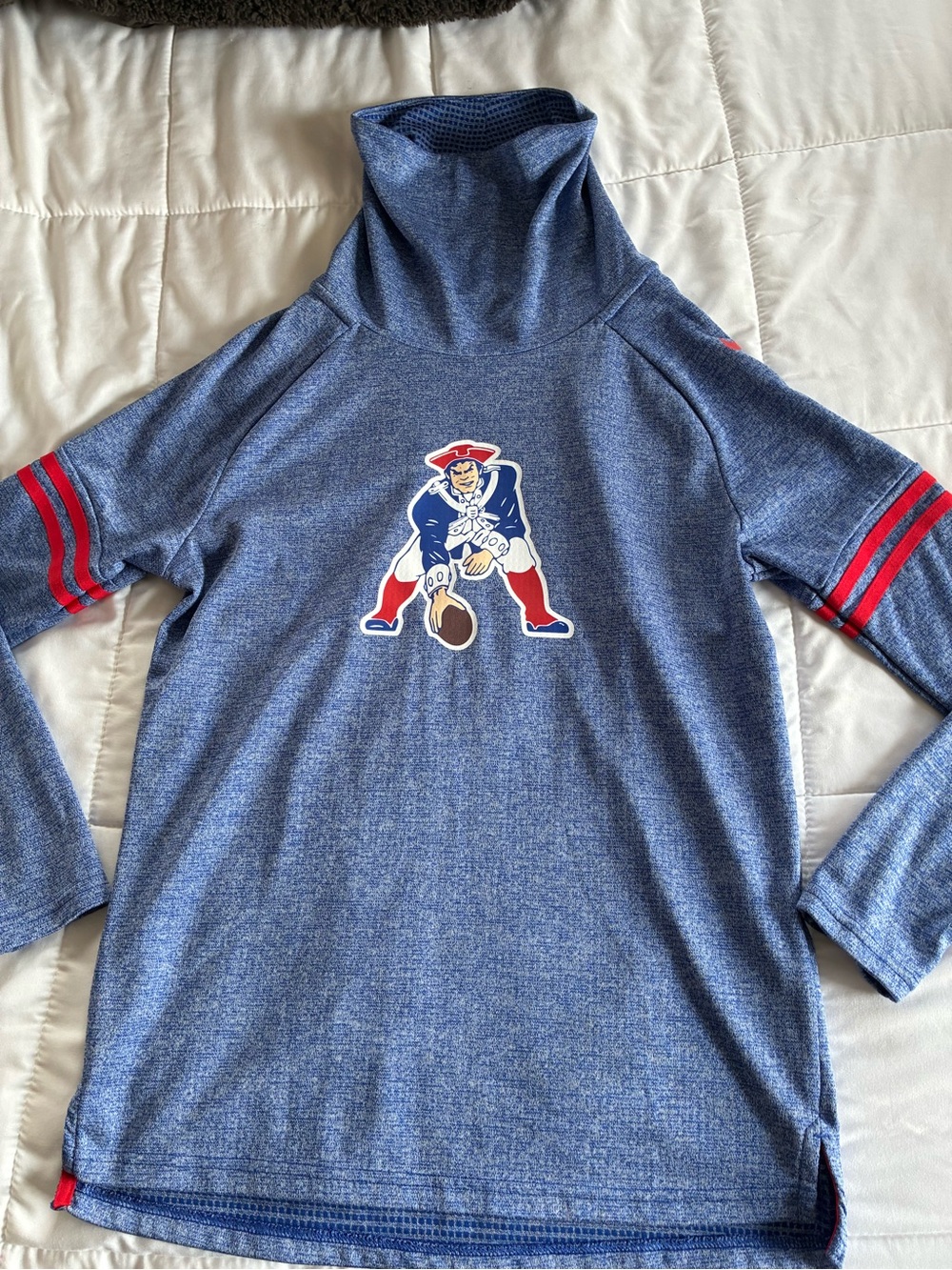 Women's Blue Long-Sleeve Performance Top with Football Graphic